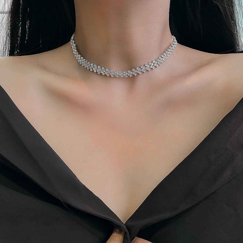 TOP Baris Kalung Berlian Fashion Pesta Prom Aksesoris Perhiasan Berlian Imitasi Choker Untuk Wanita