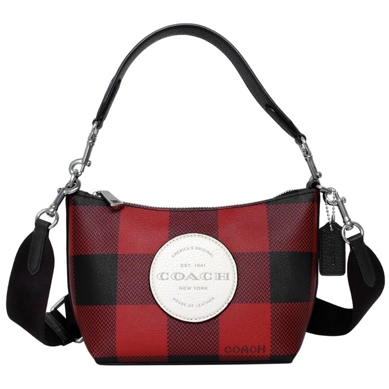 COACH Embossed LOGO Scotland Print Dual-use Saddle Bag