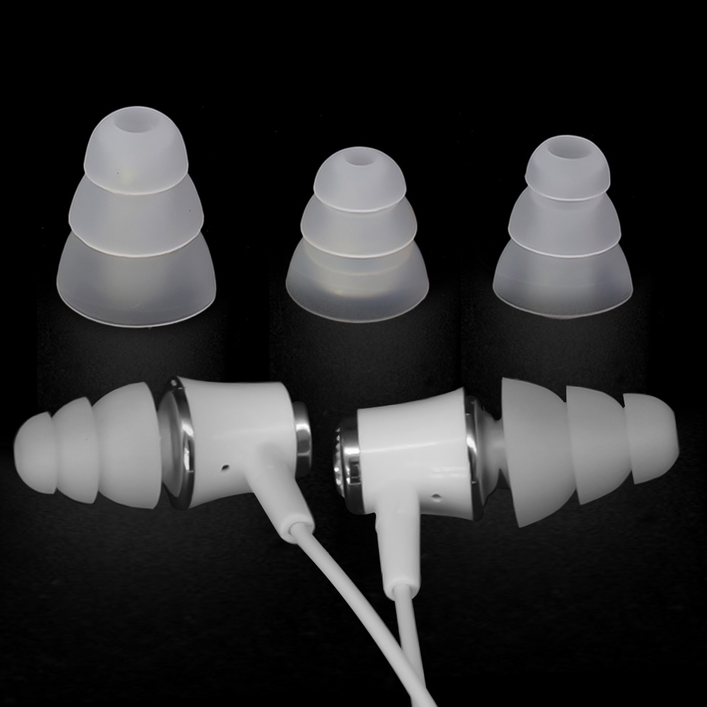 1 Pasang Earbud Pengganti Bahan Silikon Tiga Lapis Untuk Headphone