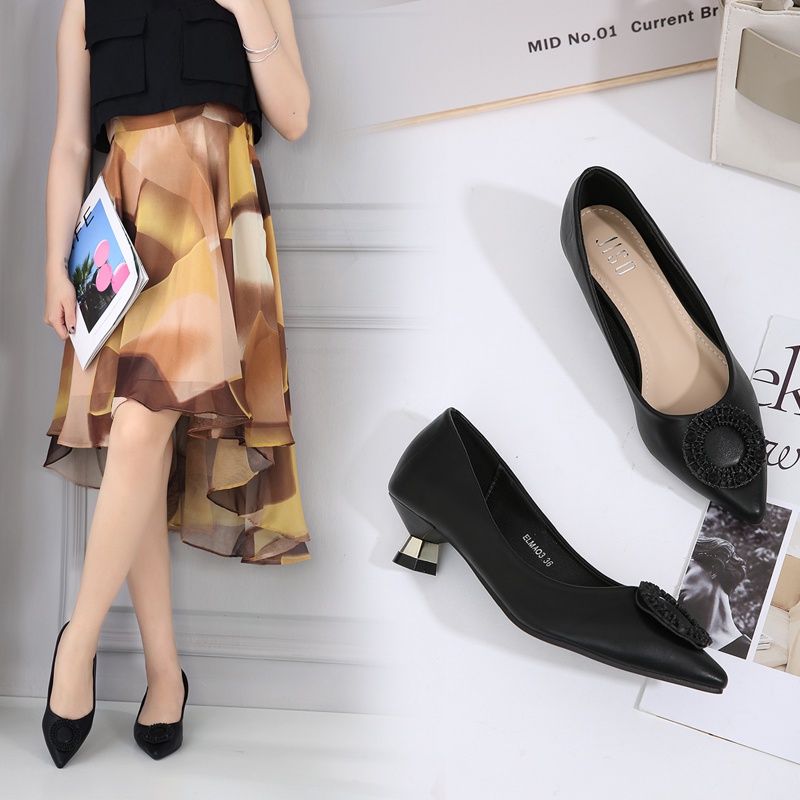 JISO RYONA ELMA-03 Sepatu Heels Kerja Wanita 4cm Import Premium