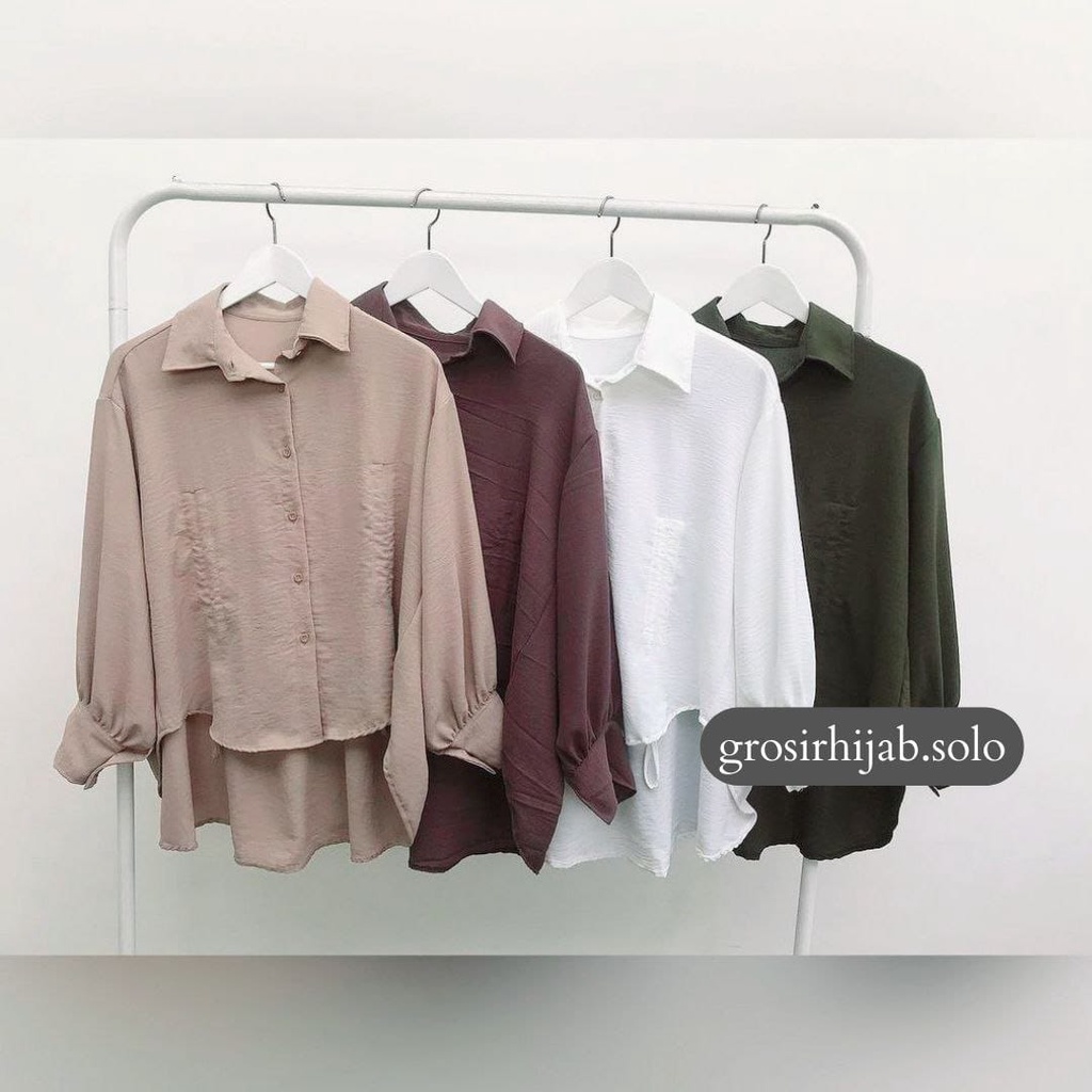 (MGA) KEMEJA CAVRI TALI SERUT BLOUSE WANITA CRINCLE AIRFLOW