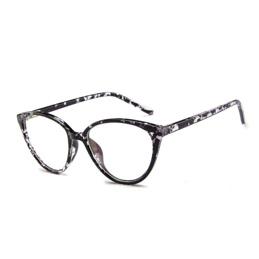 Mxbeauty Kacamata Wanita Fashion Hitam Kacamata Cermin Datar Transparente Square Eyeglasses Cat Eye Shaped Glasses Frame