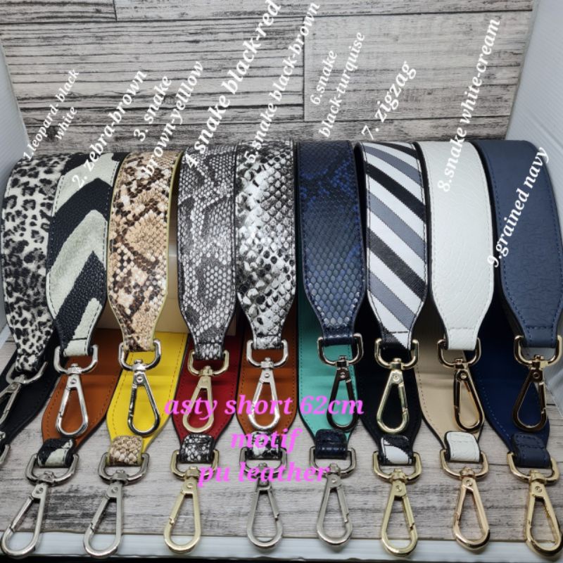 Short Plain PU Leather Bag Strap 62cm