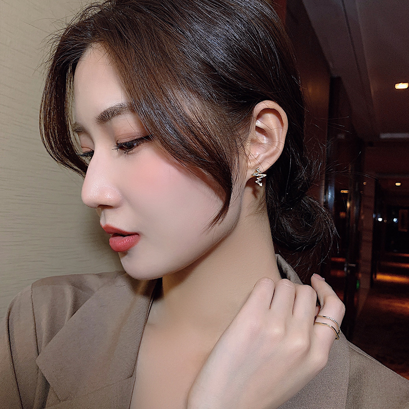 Flash Berlian Geometris Gelombang Cinta Anting lady Korea