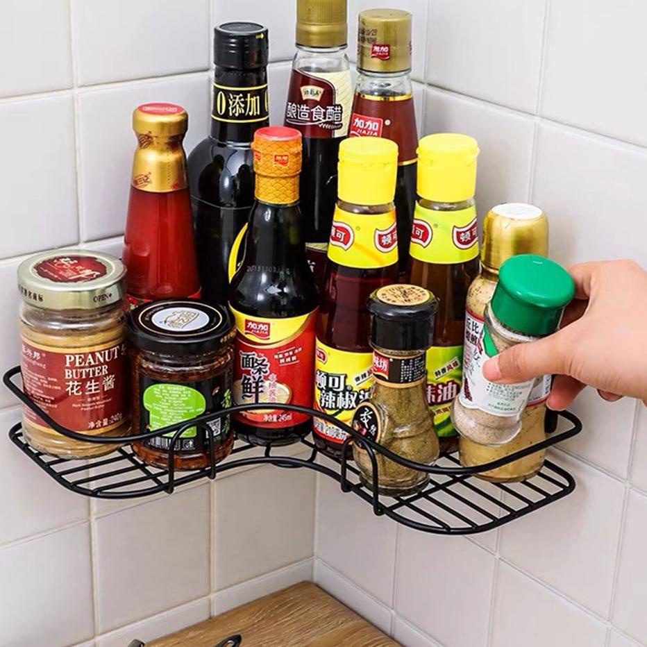 Terlaris.. Rak Sudut Kamar Mandi Tempel Dinding Keramik Rak Dapur Besi Serbaguna Rak Sabun Kamar Man