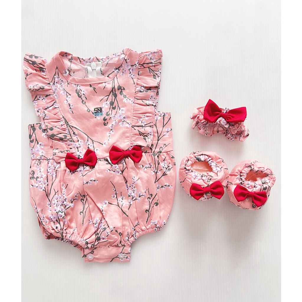 ALEXA / MICHA / CLARA / SAKURA / TALITHA / VALENTINA EMMA CHERRY BLOSSOM Bandana Sepatu Setelan Rok Bunga Pergi Lucu Fashion Anak Bayi Perempuan Cewe Lucu Terlaris-Cherry Blossom pink