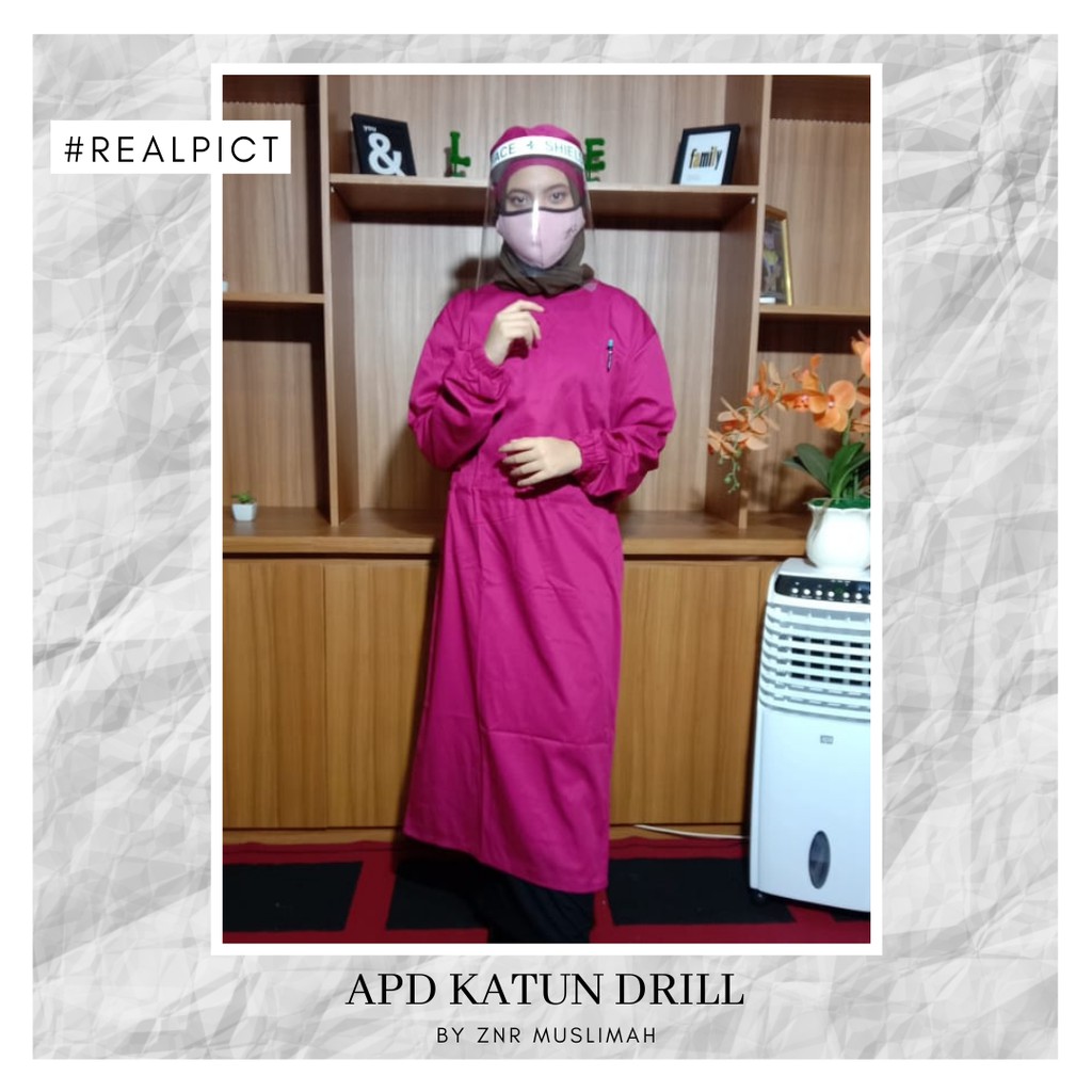 APD Surgical Gown Medis bahan katun drill Baju Jaga Medis Polos Baju Bedah by ZNR Muslimah