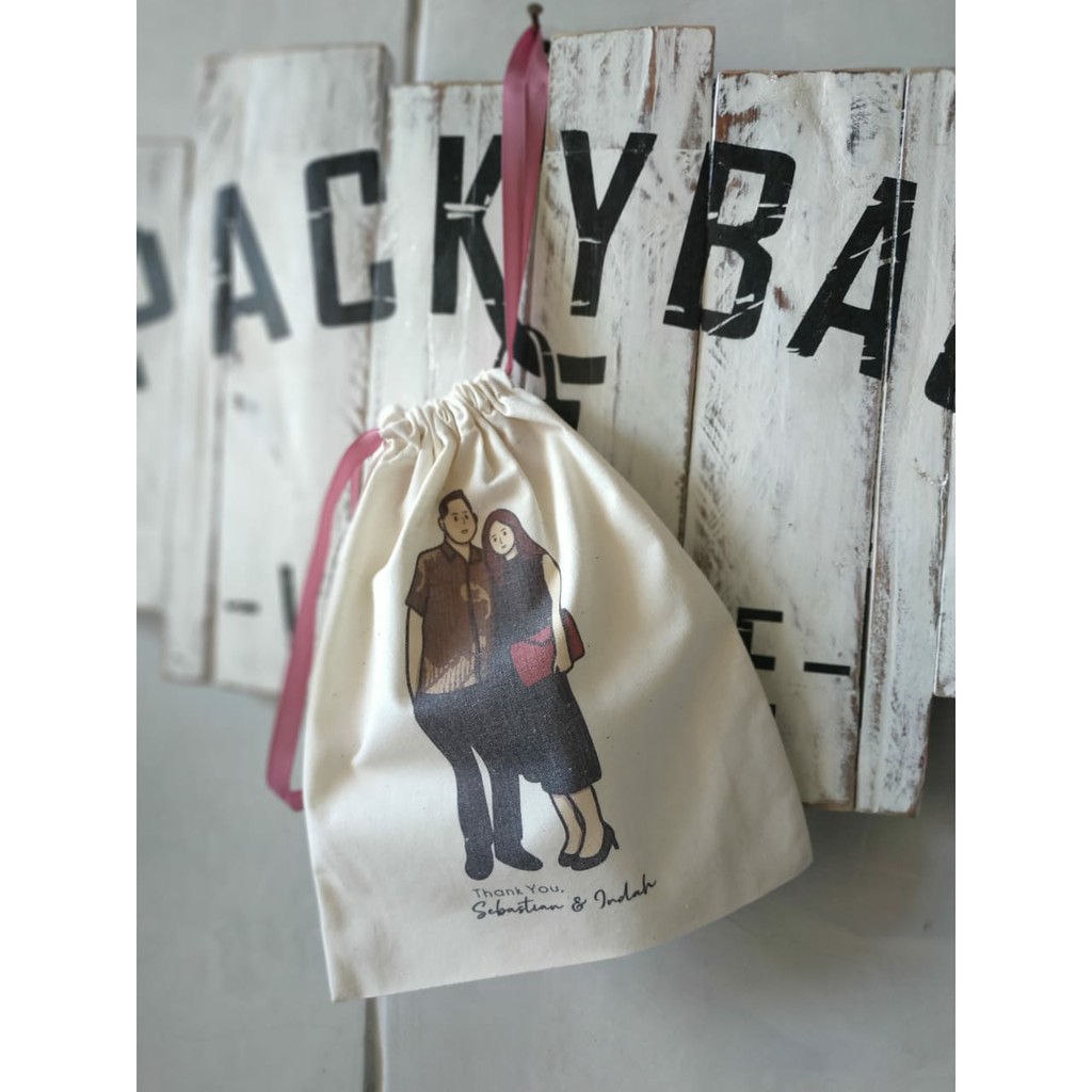 POUCH SERUT/POUCH DRAWSTRING KANVAS (BISA CUSTOM DESAIN) - MINIMAL ORDER 10 pcs