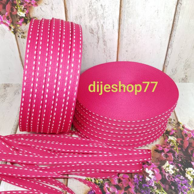 Pita bis strip 1cm / bis bintik 1 cm / lis baju / pita korea / pita pink fanta / pita tebal halus