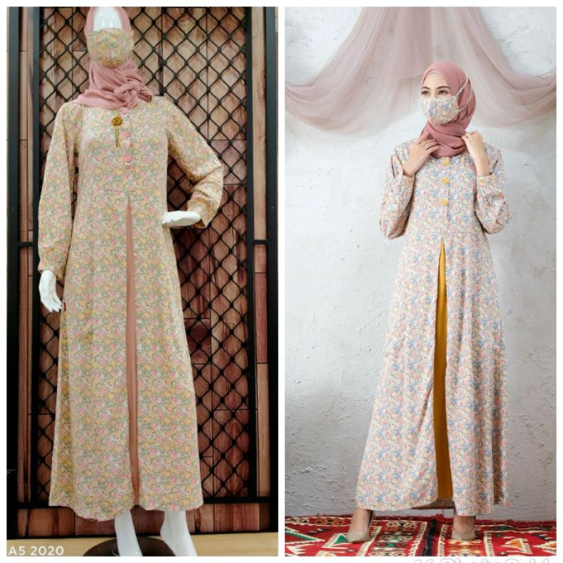 Gamis Rilley 100% ORI motif bunga free masker