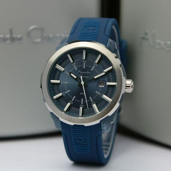 Jam tangan Pria Jam Tangan Navy Merek Alexandre Christie AC 6553 MD Blue ORIGINAL Bergaransi Resmi
