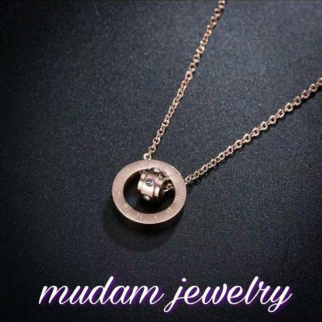 Kalung Bulgr Ring Titanium Rose Gold, Gold dan Silver