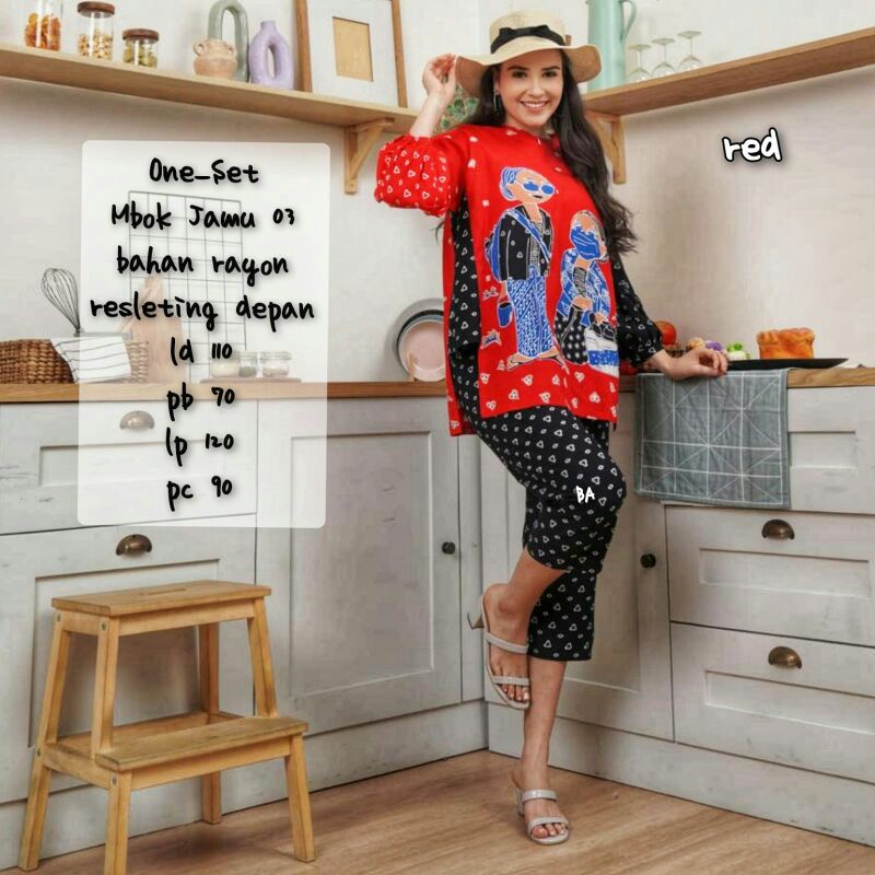 Piyama murah Batik Solo Mbok Jamu 03 one set