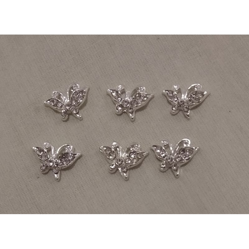 CHARM NAIL 3BUTTERFLY BLACK WHITE / HIASAN KUKU / HIASAN TASBIH DIGITAL