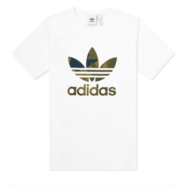 kaos adidas trefoil camo - white