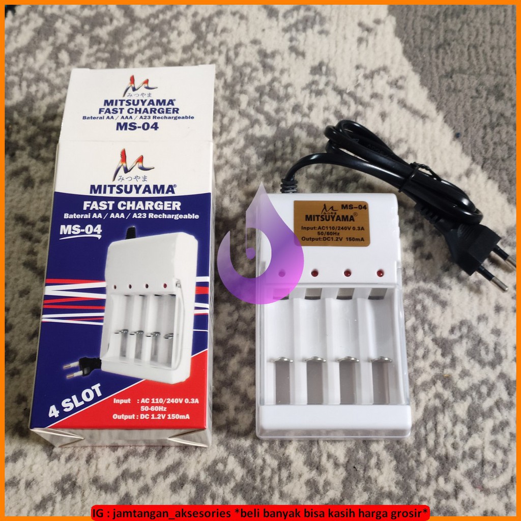 Charger Cas Batrei AA AAA A23 4 slot Cas Baterai Original japan