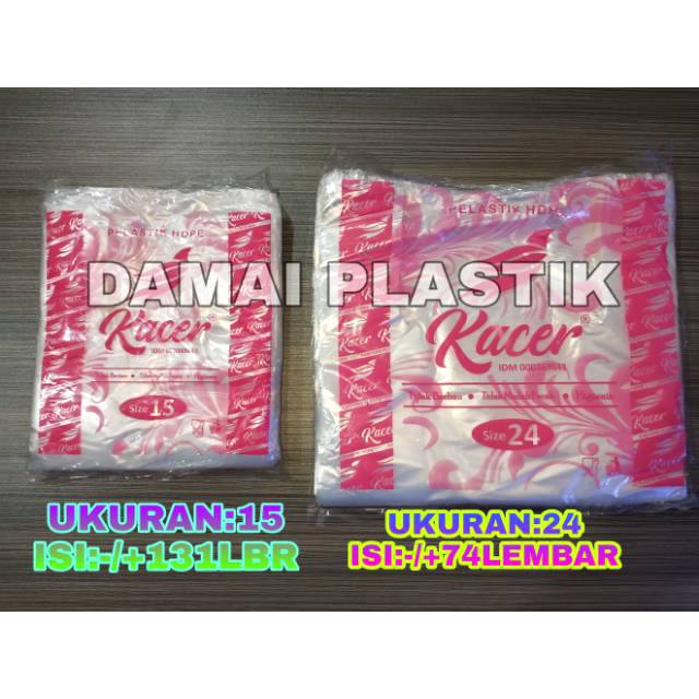 HD Kantong Plastik KRESEK PUTIH Bening TRANSPARAN Kacer Pink Ukuran 15 KECIL 24 SEDANG TANGGUNG