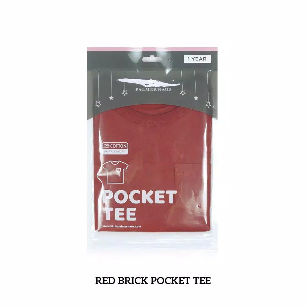 Little Palmerhaus Pocket Tee Atasan Bayi Anak Oblong Polos 0-6 Tahun Premium Quality