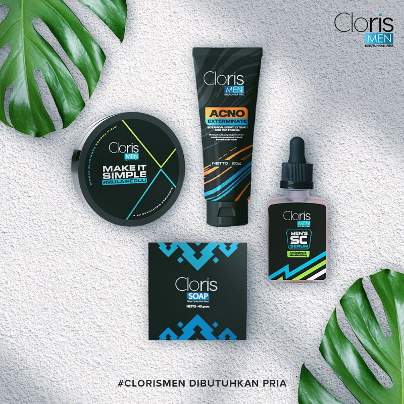 CLORISMEN PAKET ACNE SERIES! SABUN MUKA PRIA KHUSUS JERAWAT, BOPENG, MINYAK BERLEBIH, MUKA KUSAM, KU