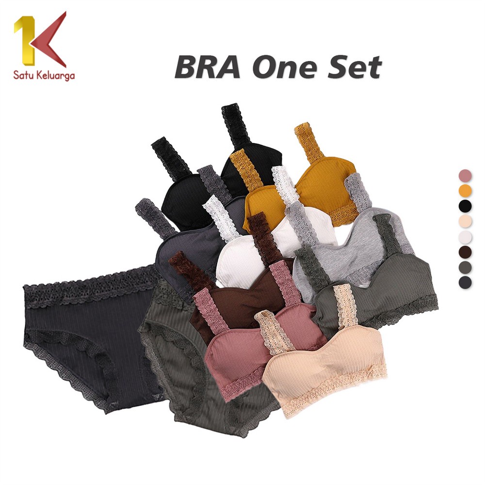 1K Pakaian Dalam Wanita Satu Set P197 Bra Wanita Set Celana Dalam Renda Tanpa Kawat Panty lingerie