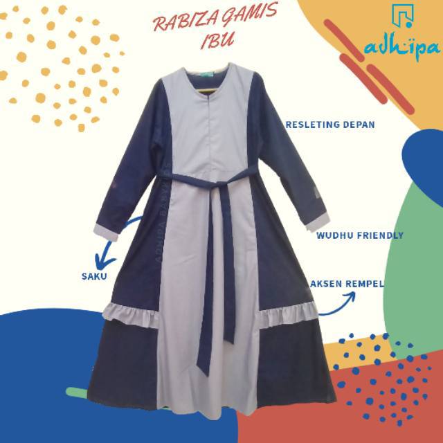 Gamis Rabiza IBU Syar'i warna NAVY (Gamis saja)