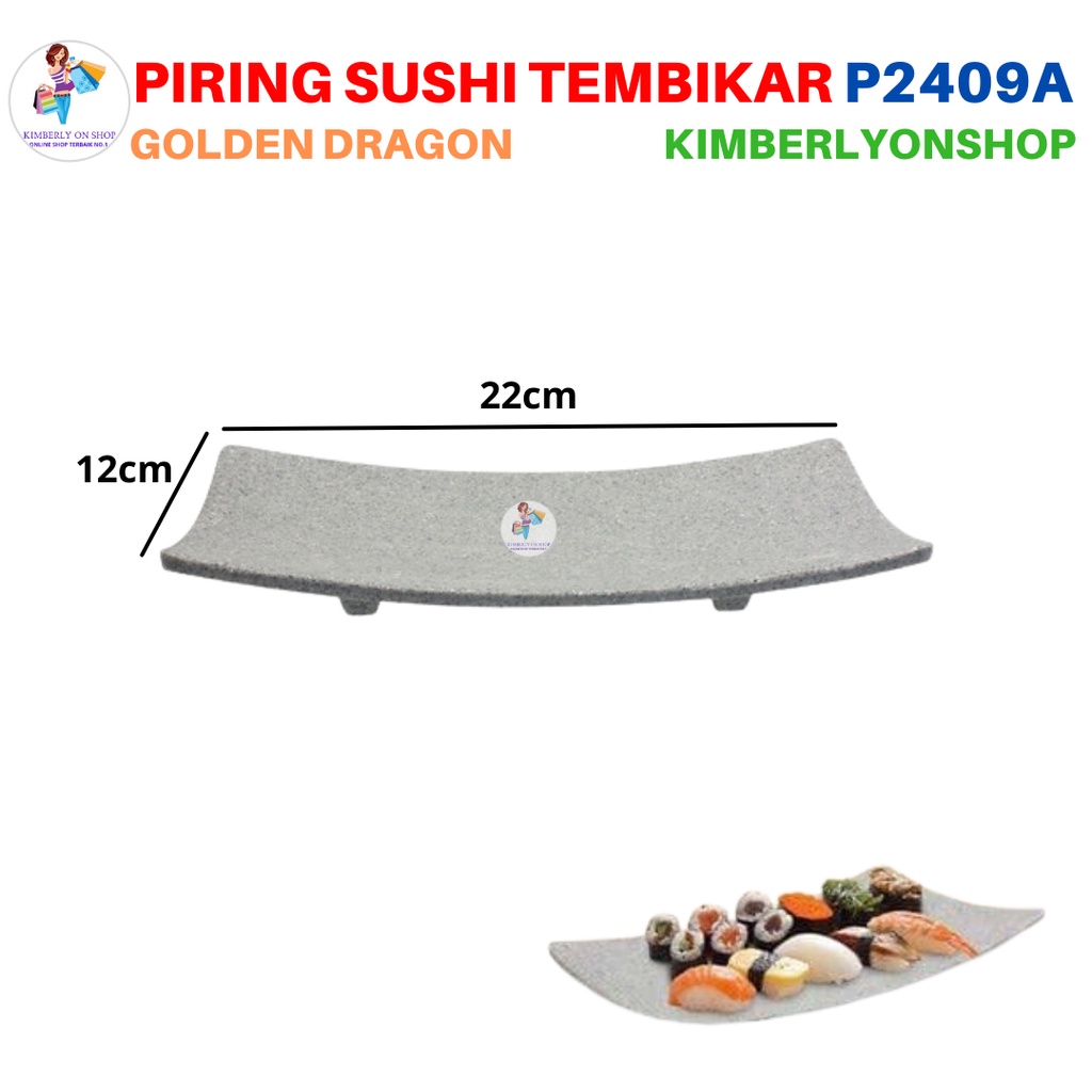 Piring Makan Tembikar Persegi 9 inc Doff Stone P2409 Golden Dragon