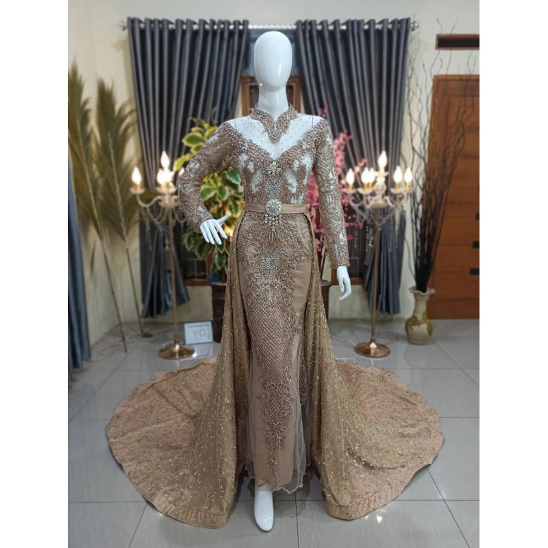 Gaun pengantin Kebaya Akad Mermaid Span Full Payet Premium Konveksi Langsung pilihan warna