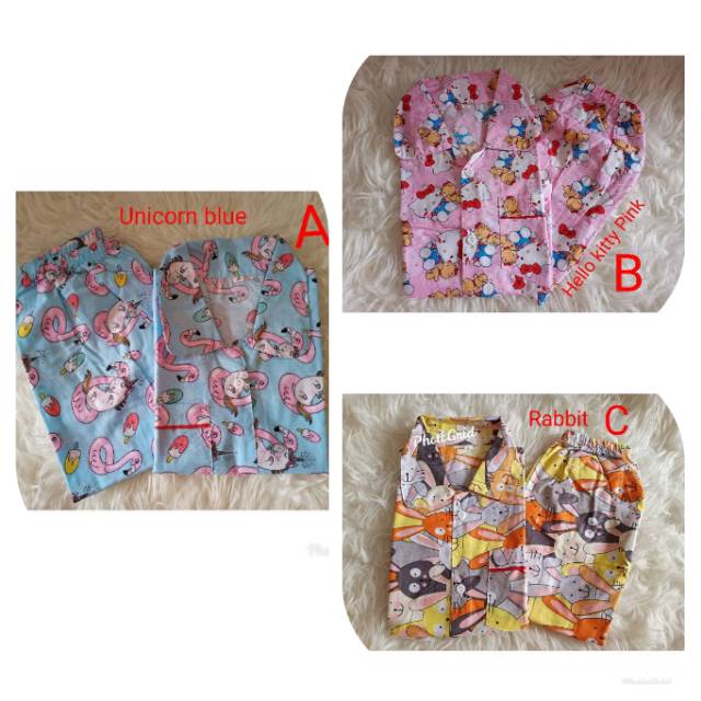 Piyama Anak bahan katun uk M-XL