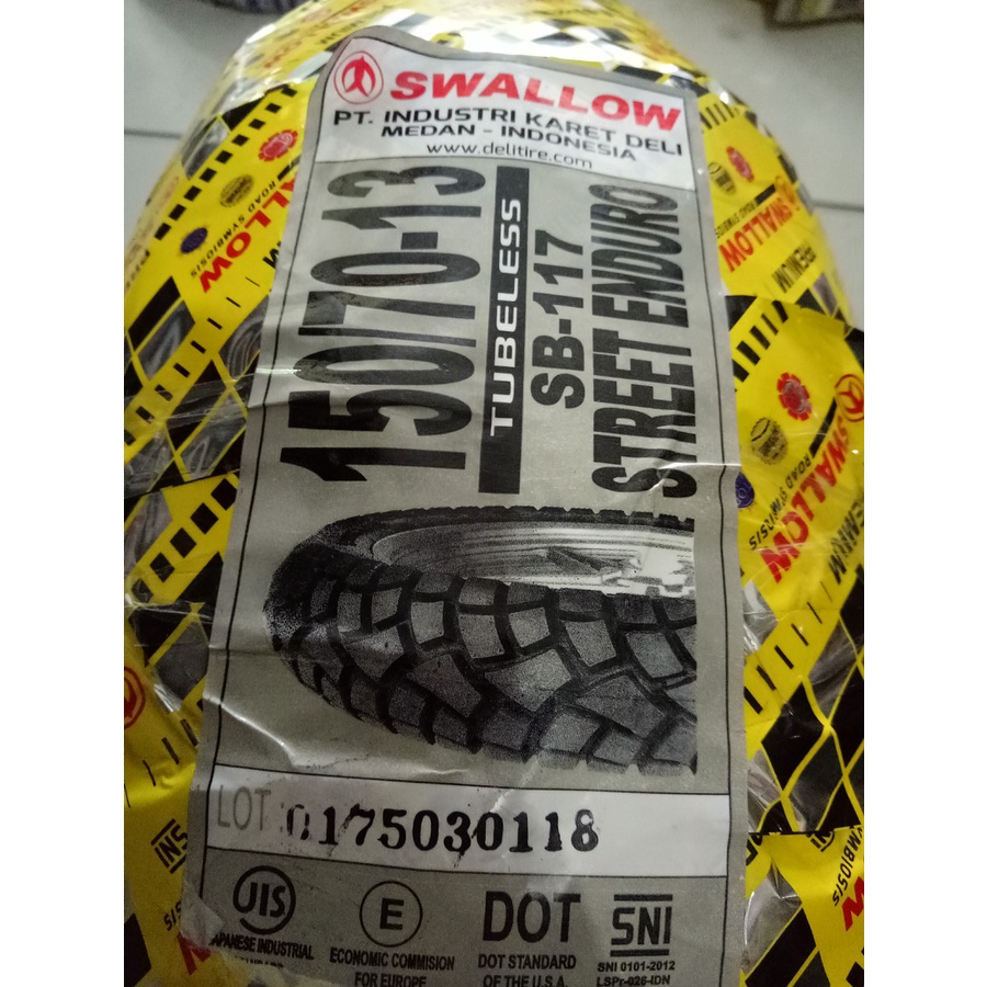 Ban SWALLOW 150/70-13 SB-117 STREET ENDURO TUBELESS BAN BELAKANG NMAX
