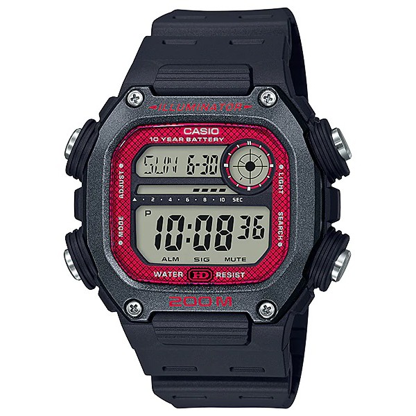 Casio Original DW-291H-1B Jam Tangan Pria Digital Karet Hitam Merah