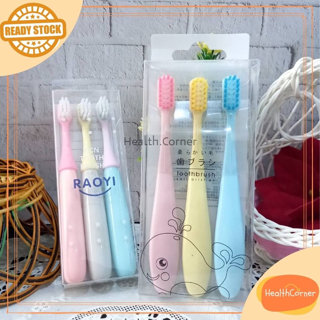 Sikat Gigi Anak Halus dan Lembut / Sikat Gigi Warna 1 set isi 3pcs 2-6 tahun / Baby Kids Toothbrush