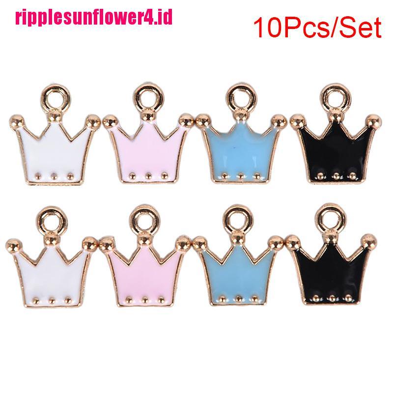 10pcs / set Liontin Enamel Alloy Bentuk Mahkota Untuk Membuat Perhiasan