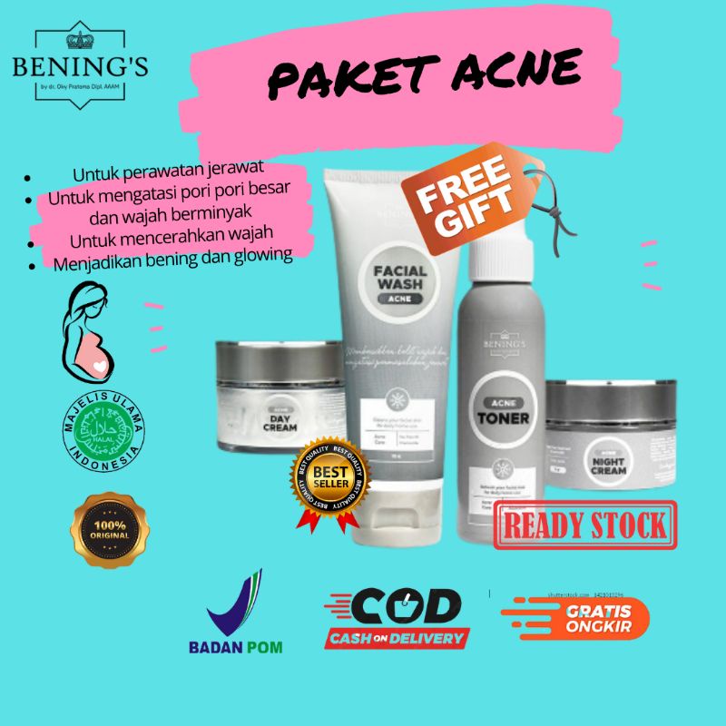 PAKET ACNE BENING SKINCARE DR OKY PRATAMA MENGATASI MASALAH JERAWAT BRUNTUSAN MENCERAHKAN KULIT WAJA