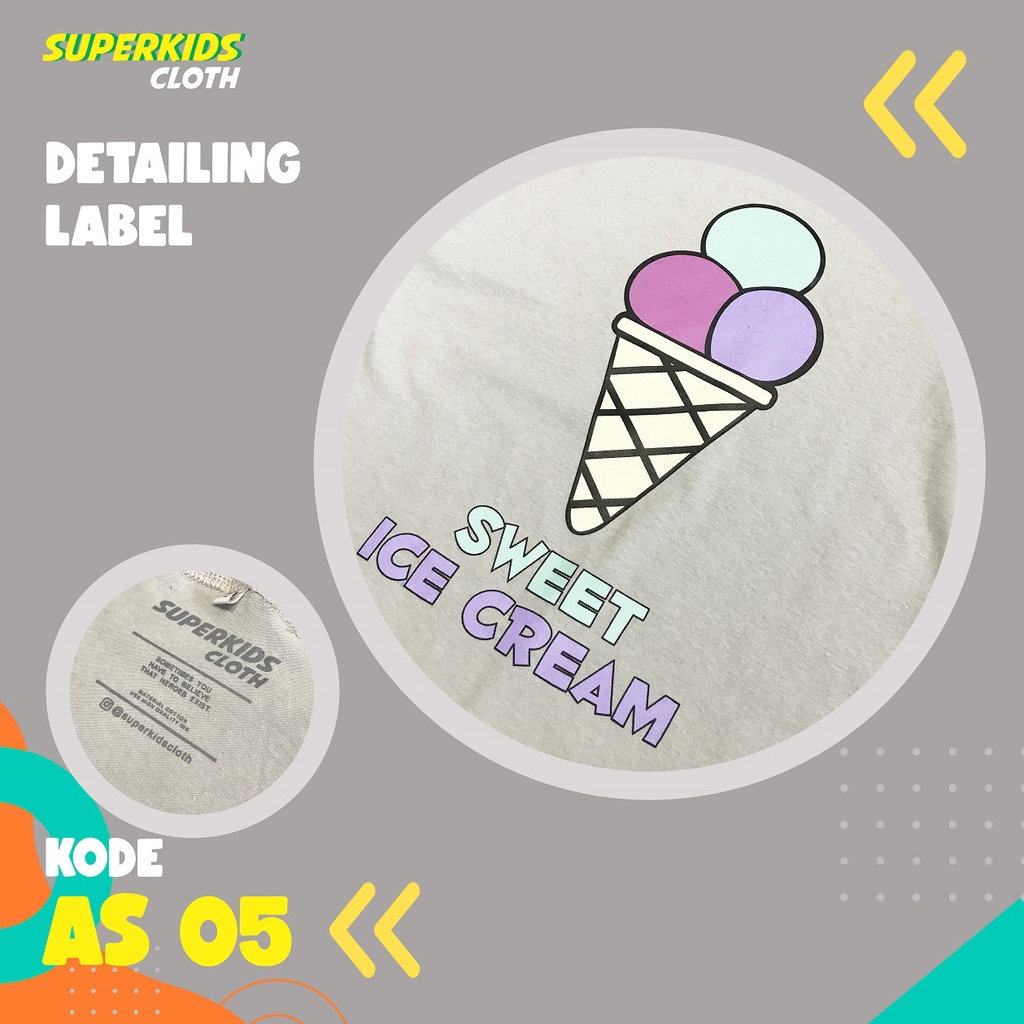 BAJU ANAK PEREMPUAN / KAOS ANAK PEREMPUAN / PAKAIAN ANAK CEWEK KAOS ANAK PEREMPUAN LENGAN PENDEK ICE CREAM ECER GROSIR SUPERKIDS CLOTH 1 - 11 TAHUN