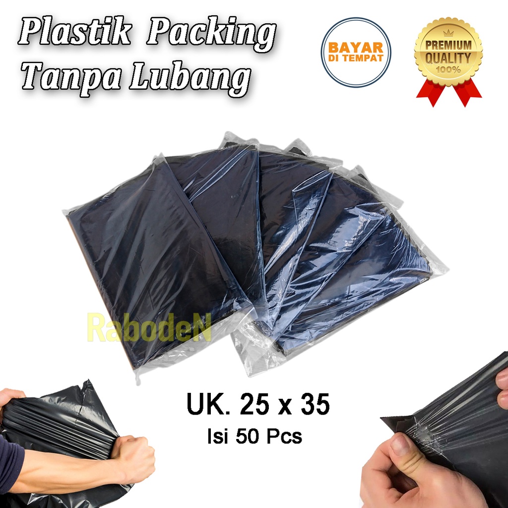 

Plastik Packing Tanpa Plong Ukuran 25 x 35 cm Plastik Packing Warna Hitam Tanpa Lubang Bahan PE 0.04mm Isi 50 Pcs
