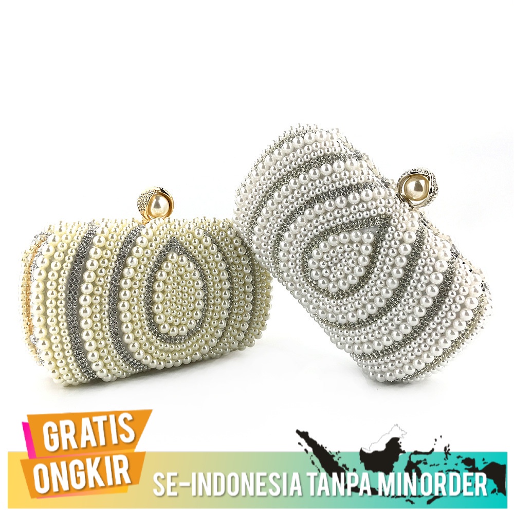 Tas Pesta Wanita Import Elegant Tas Kualitas Tinggi Rantai Manik-manik Tas Kecil