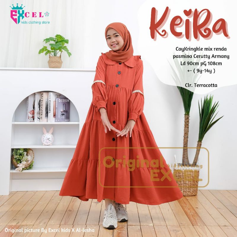 KEIRA DRESS ANAK ALL SIZE 9-14 tahun. DRESS ANAK GAMIS FREE PASMINA
