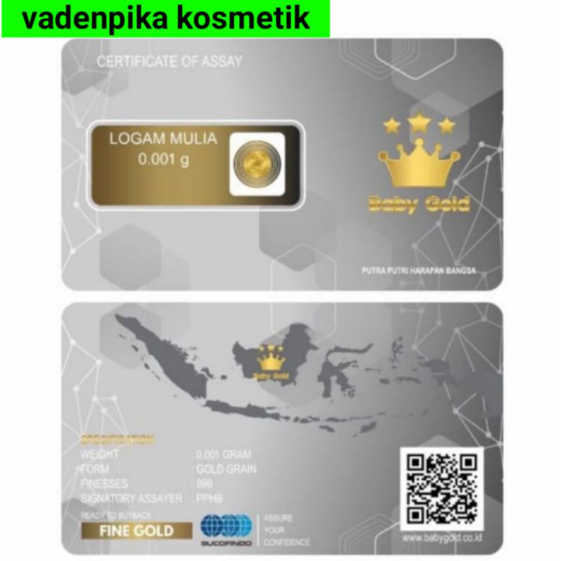 BABY GOLD 0,001GRAM logam mulia 24 karat emas murni 0,001gr emas mini