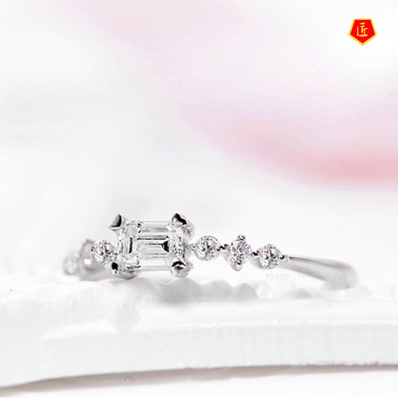 [Ready Stock]925 Silver Exquisite Square Diamond Japanese Style Ring