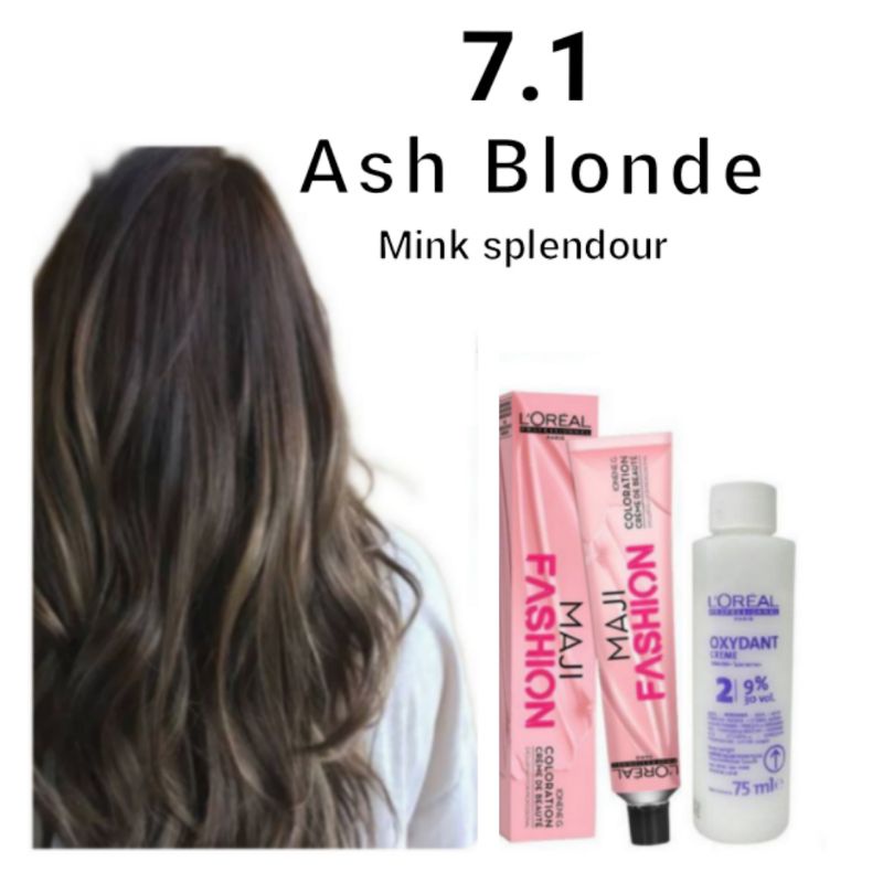 ASH BLONDE Cat rambut loreal majifashion 7.1 Pewarna rambut