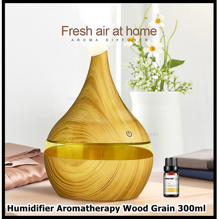 Ultrasonic Air Humidifier Aromatherapy Wood Grain 300ml K H98 Yellow