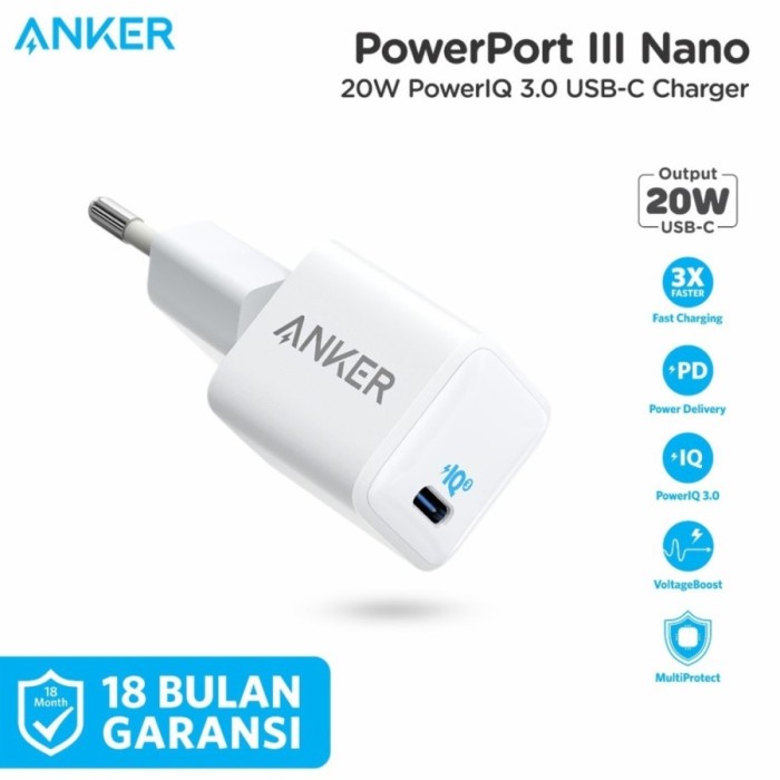 (BISA COD) ANKER PowerPort III Nano PD Power Delivery 20Watt 20W Power IQ 3.0