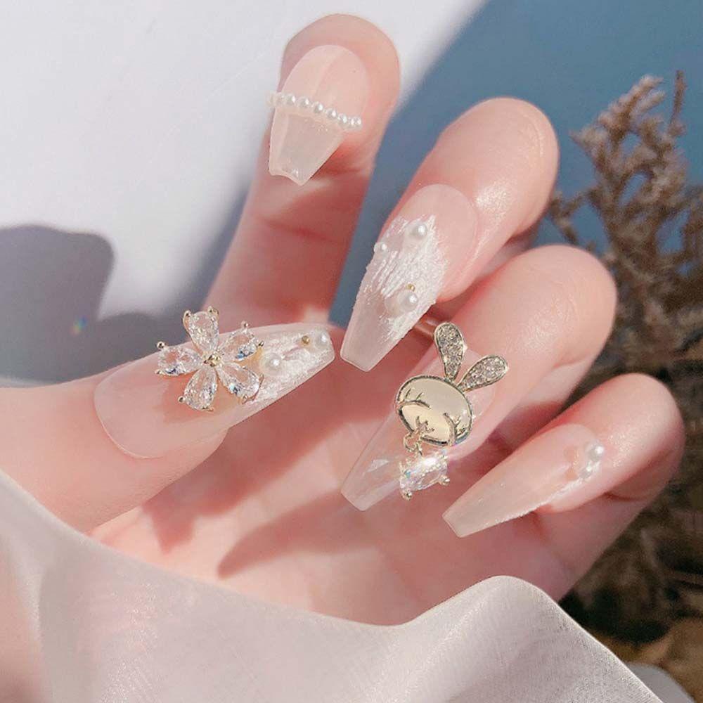 Agustina Nail Art Berlian Fashion Zirkon Pesona Kelinci Liontin Manicure Tools Jepang DIY Aksesoris Kuku