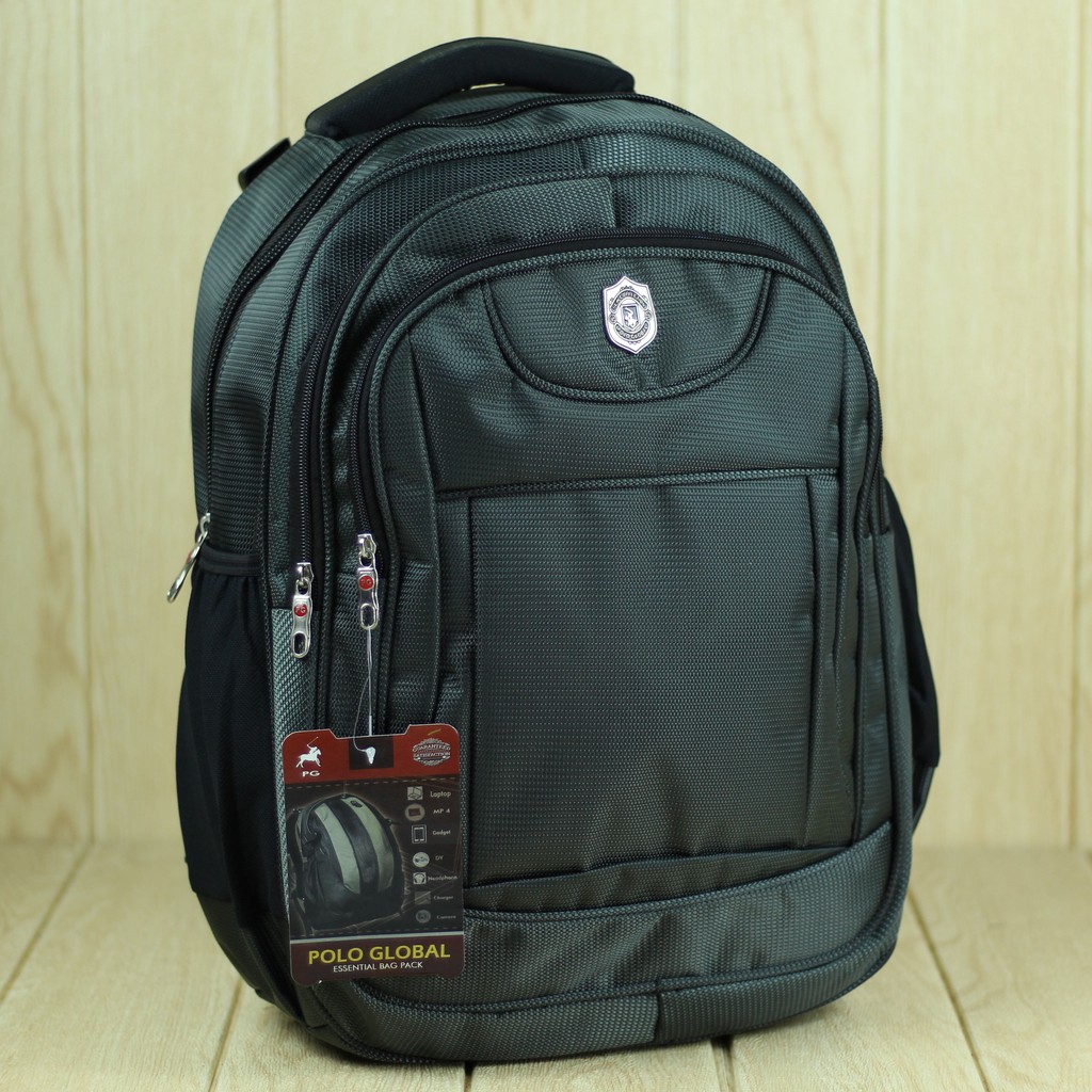 Tas Ransel Polo Global 9617 Abu Back Pack Pria Sekolah Kuliah Kerja