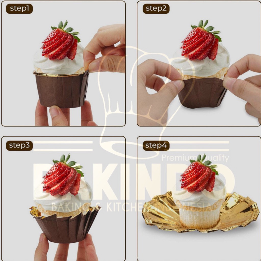 Kingsbakeware Baking Cup Rose Gold Mini Dessert 50pcs DIY Muffin Case Striped Cupcake Mold Aluminum Foil