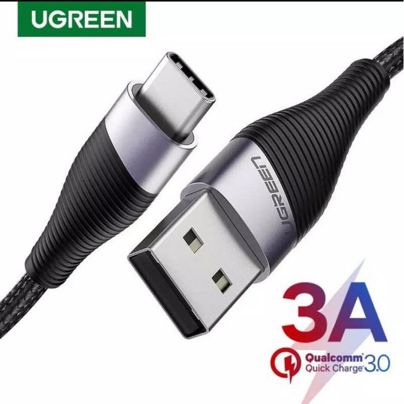 Kabel Charger Ugreen Usb C 3A Support Qualcomm QC 3.0 Nylon Braided Fast Charging