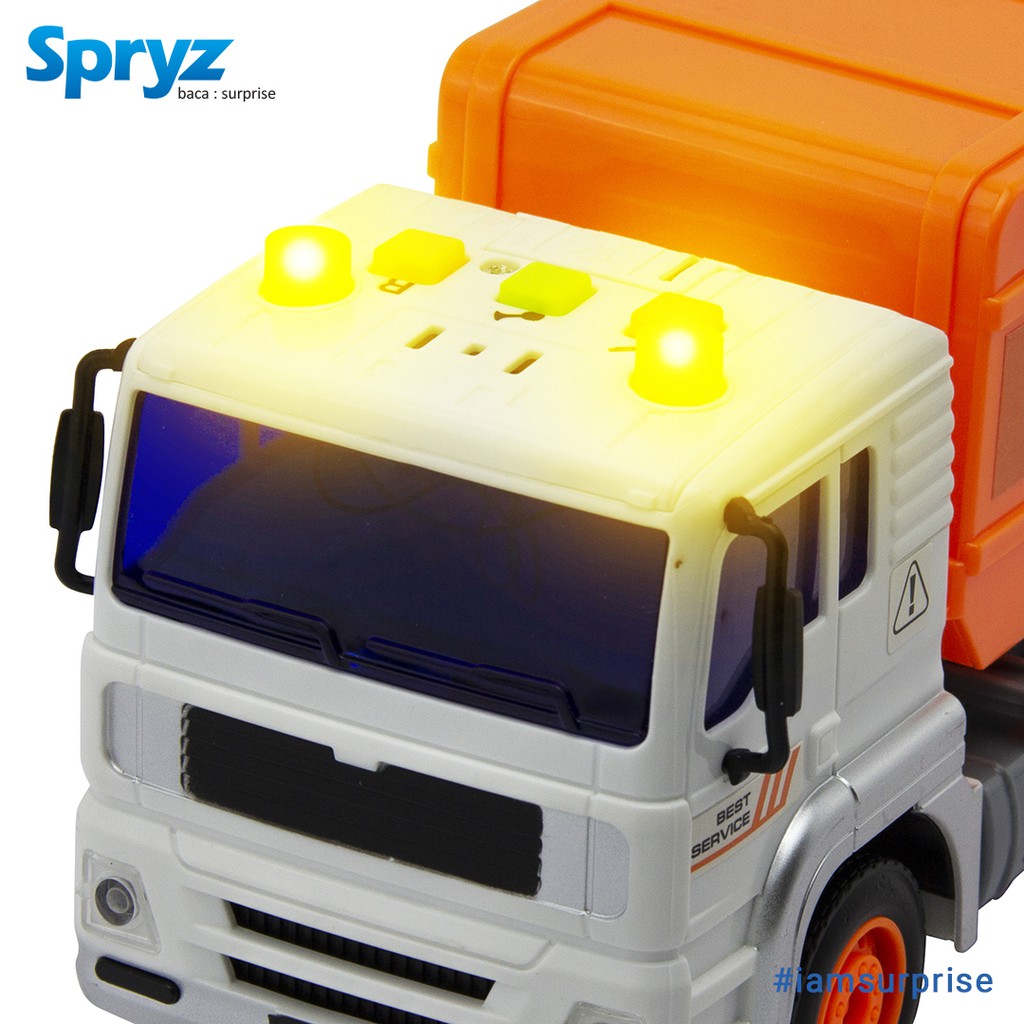 Mainan Truk Sampah 1:20 Spryz Citysquad dengan Mesin Friction, Lampu &amp; Suara