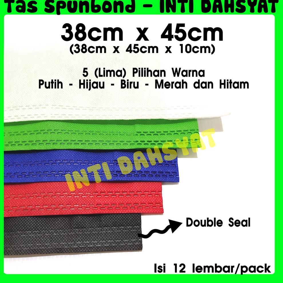 

u6✶Best Seller✡ Tas Spunbond Goodie Bag Non Wooven Handle Lipat Samping 38x45+10 (isi 12lembar/Lusin) Tas Sembako Besar PALING 65 ➷