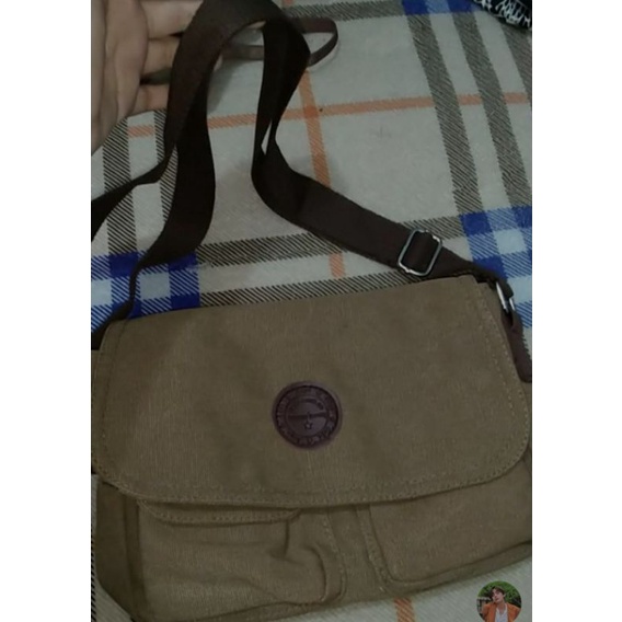 Dxyizu Tas Selempang Messenger Bag Bahan Canvas 1008 Brown Grab Medan