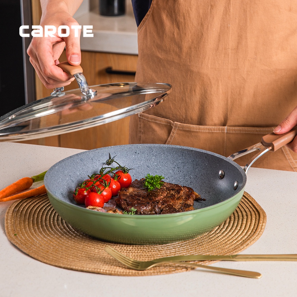 Carote Bio Green Wajan Penggorengan Anti Lengket 20/24/28/30cm , Bebas PFOA,Impor dari Amerika,